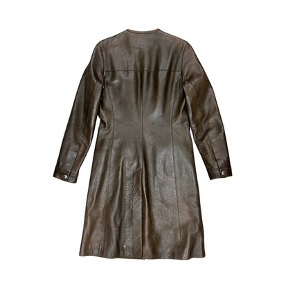 PRADA 1999 OLIVE BIKER LEATHER COAT