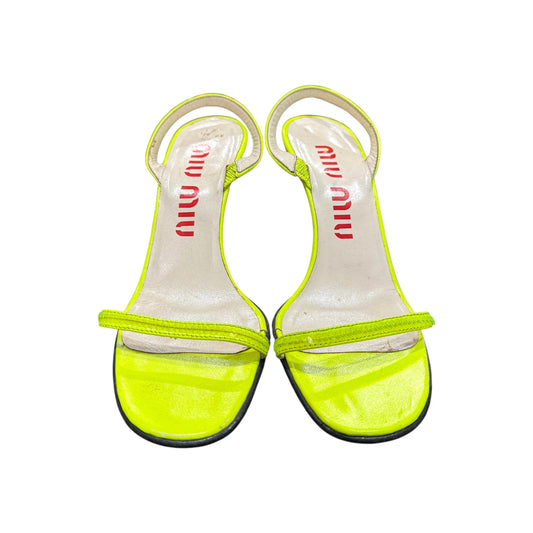 MIU MIU NEON PATENT LEATHER SEQUINS SLING BACK