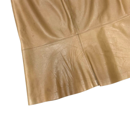 CHANEL FLARED TAN LEATHER SKIRT