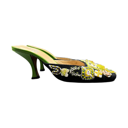 FENDI 2000S BEADED CANVAS MULTICOLOUR MULES