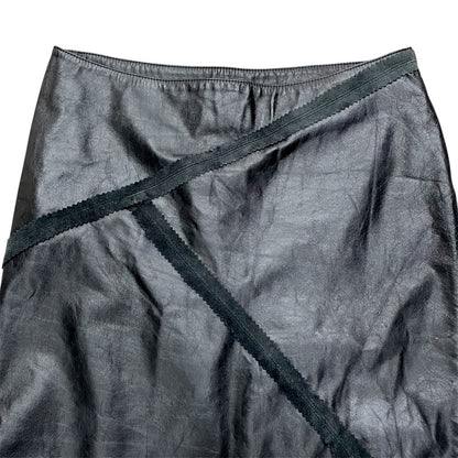 JEAN PAUL GAULTIER BLACK FLARED LEATHER SKIRT