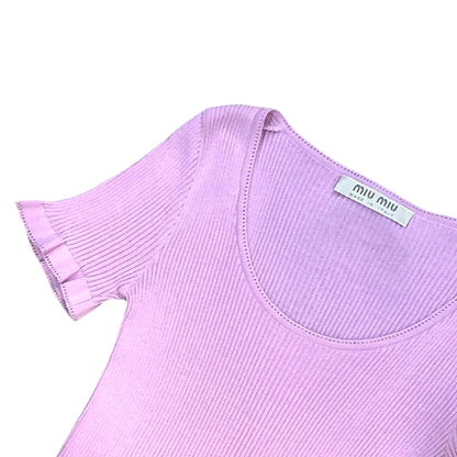 MIU MIU PASTEL PURPLE RIBBED TOP