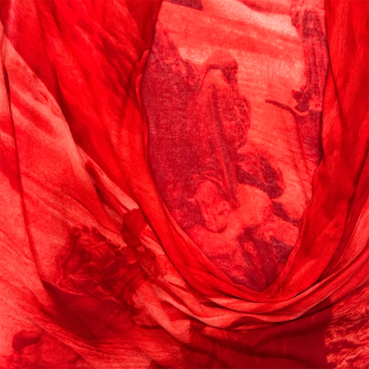 JEAN PAUL GAULTIER RED DRAPE HOODED TOP