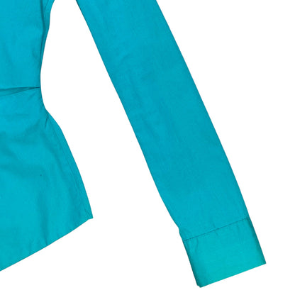 VIVIENNE WESTWOOD PLEATED TURQUOISE BLOUSE SHIRT