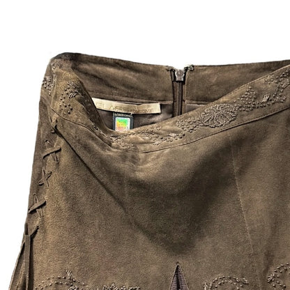 CLASS ROBERTO CAVALLI BROWN SUEDE LEATHER SKIRT