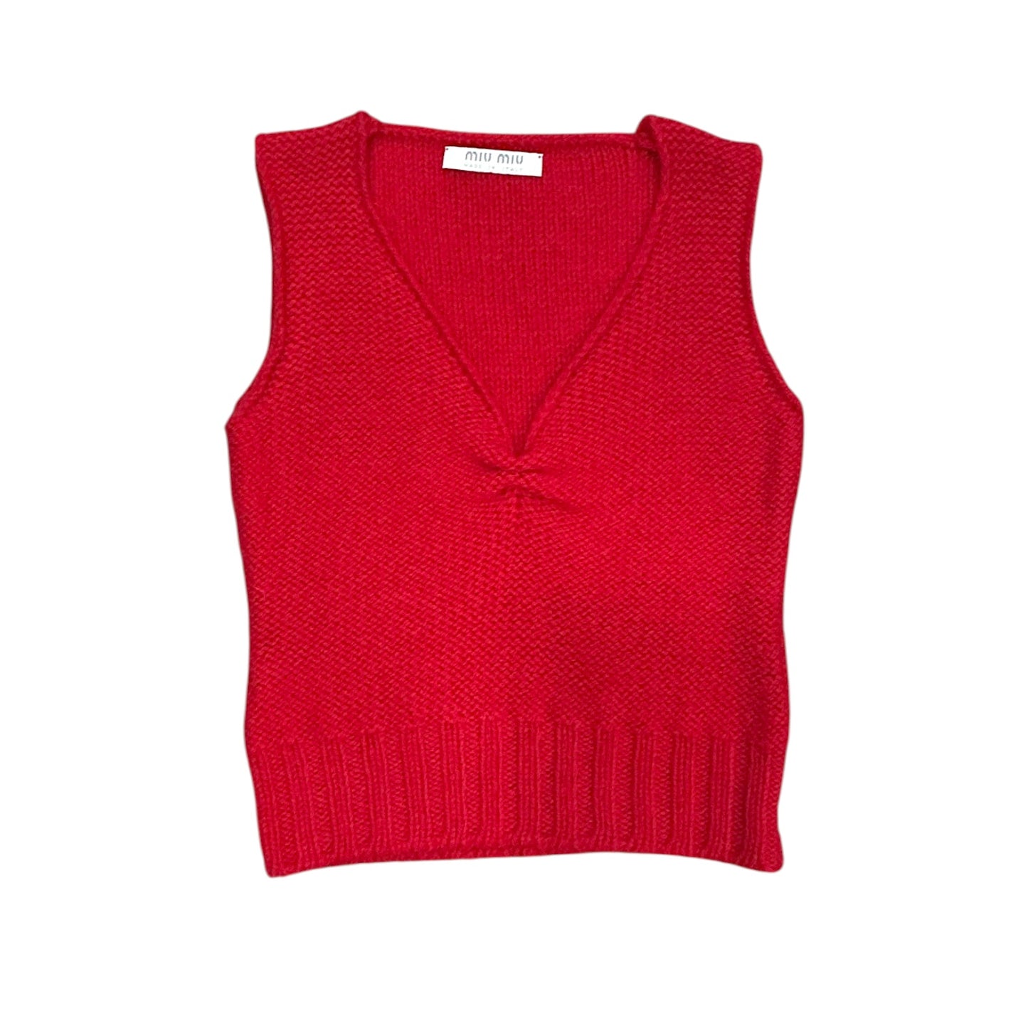 MIU MIU RED KNITTED RED VEST TOP