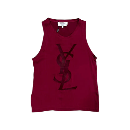 YVES SAINT LAURENT RIVE GAUCHE DARK RED LOGO TANK TOP