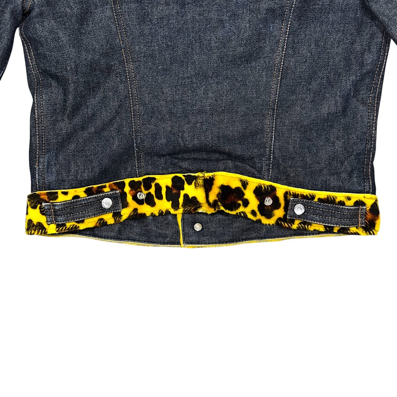 DOLCE & GABBANA YELLOW LEOPARD PRINTED DENIM JACKET