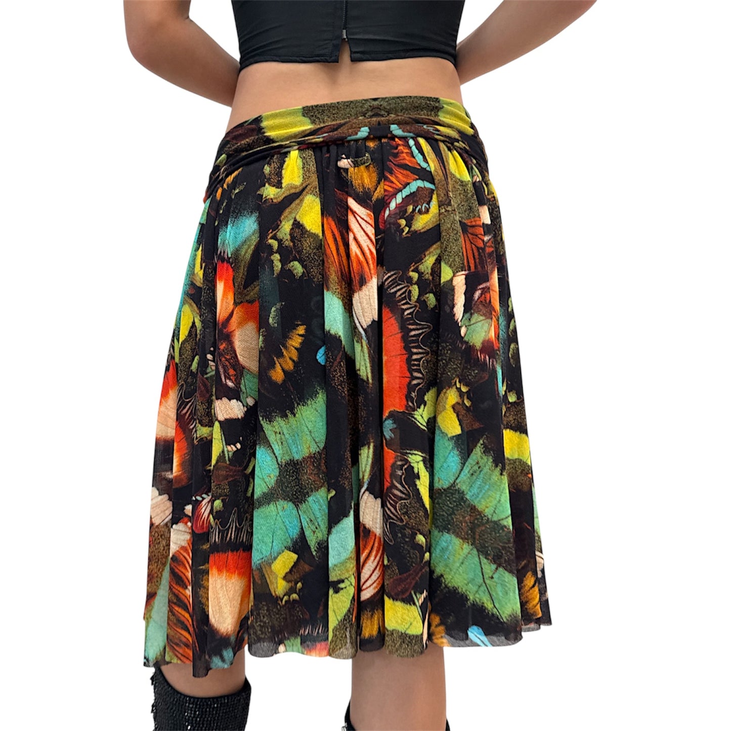 JEAN PAUL GAULTIER FLORAL BUTTERFLY MESH SKIRT