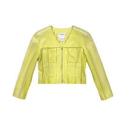 CHANEL SS1999  LIME LEATHER JACKET
