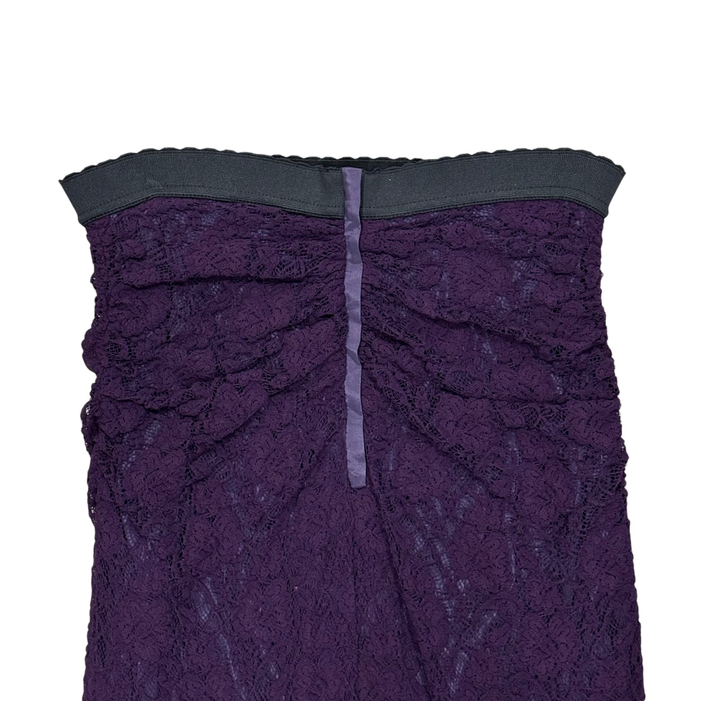 DOLCE & GABBANA RUCHED PURPLE LACE DRESS