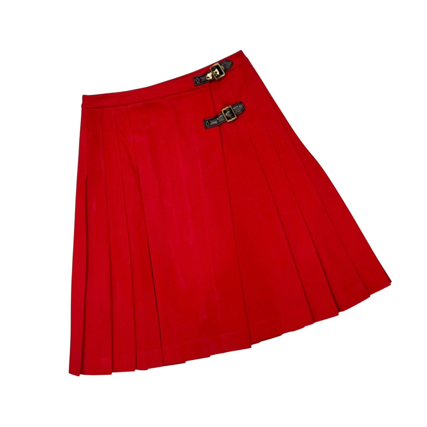 MIU MIU RED PLEATED SKIRT