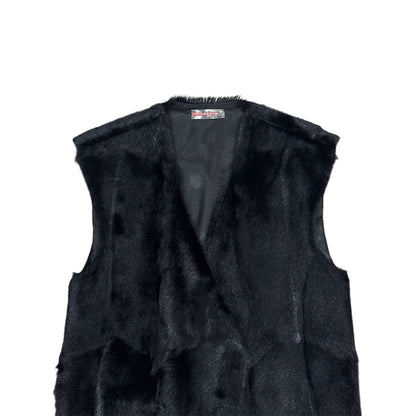 PRADA SPORT 2009 BLACK GOAT FUR LONG  GILET COAT