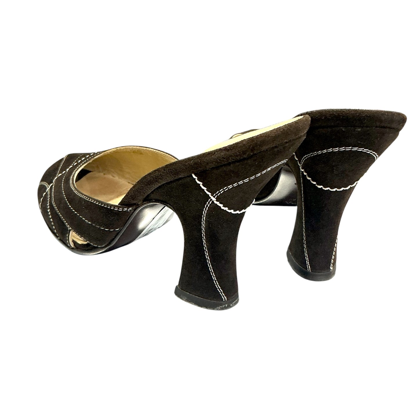 PRADA DARK BROWN SUEDE HEELS