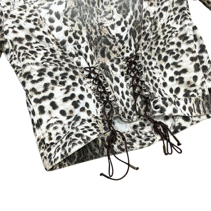 JUST CAVALLI 2000S LEOPARD LACE UP JACKET