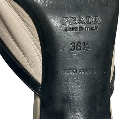 PRADA BLACK WHITE CUTOUT POINTED TOE HEELS
