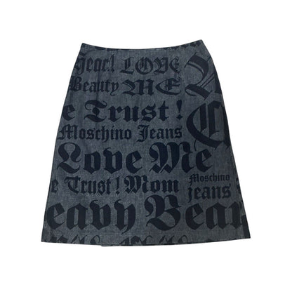 MOSCHINO DENIM MONOGRAM SKIRT