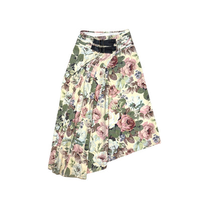 JUNYA WATANABE FLORAL SLIT BELT MAXI SKIRT