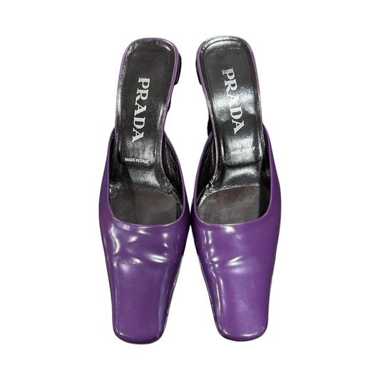PRADA PURPLE LEATHER MULES