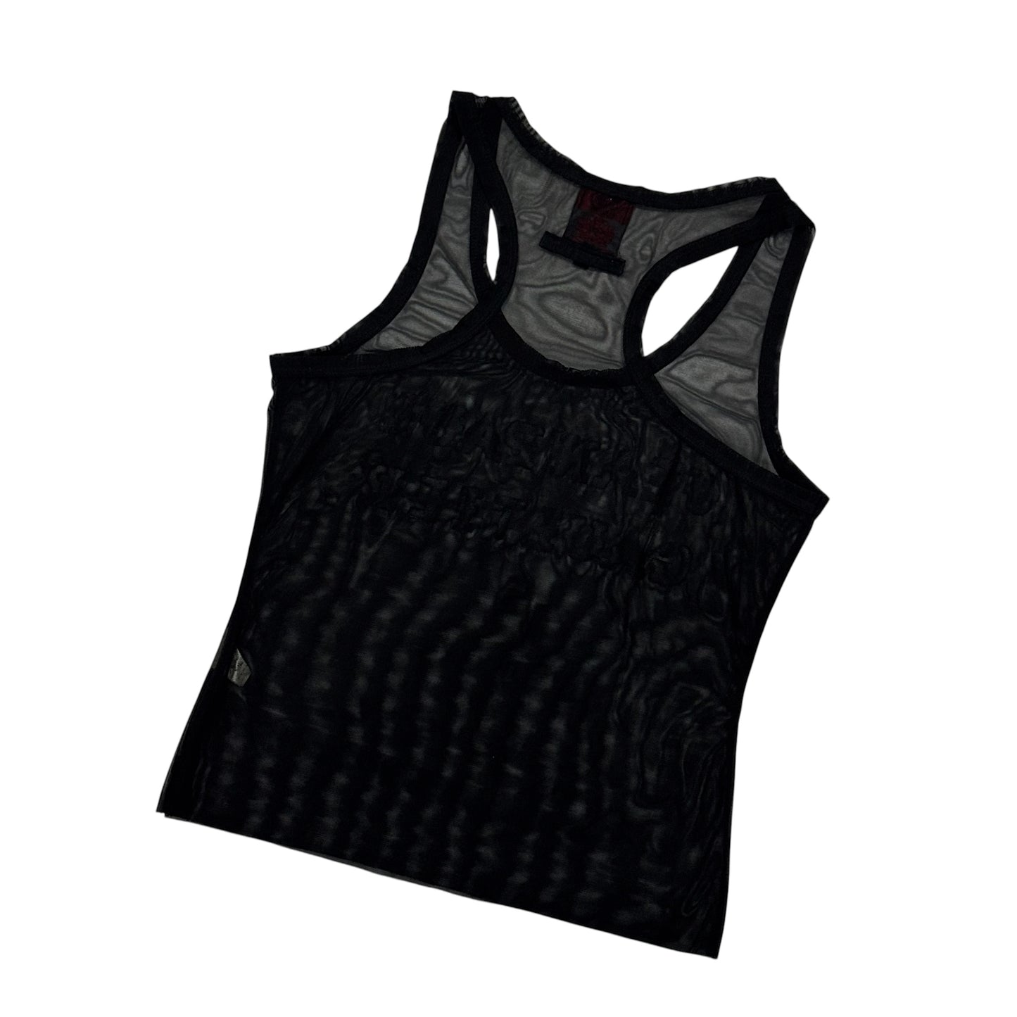 JEAN PAUL GAULTIER SHEER MESH LOGO TANK TOP