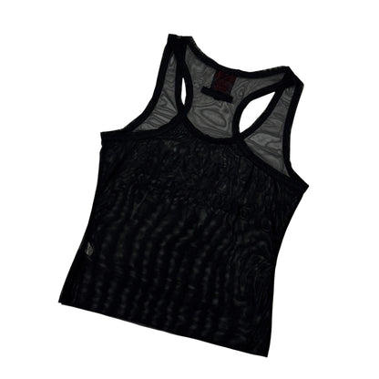 JEAN PAUL GAULTIER SHEER MESH LOGO TANK TOP
