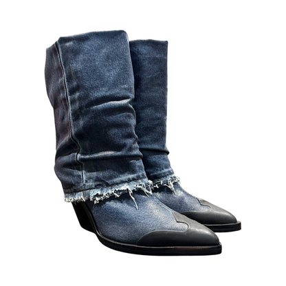 DIESEL SLOUCHED DENIM ANKLE BOOTS