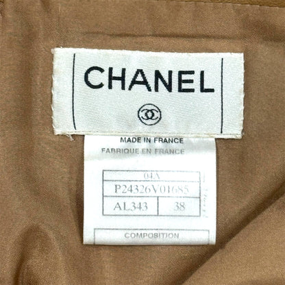CHANEL FLARED TAN LEATHER SKIRT