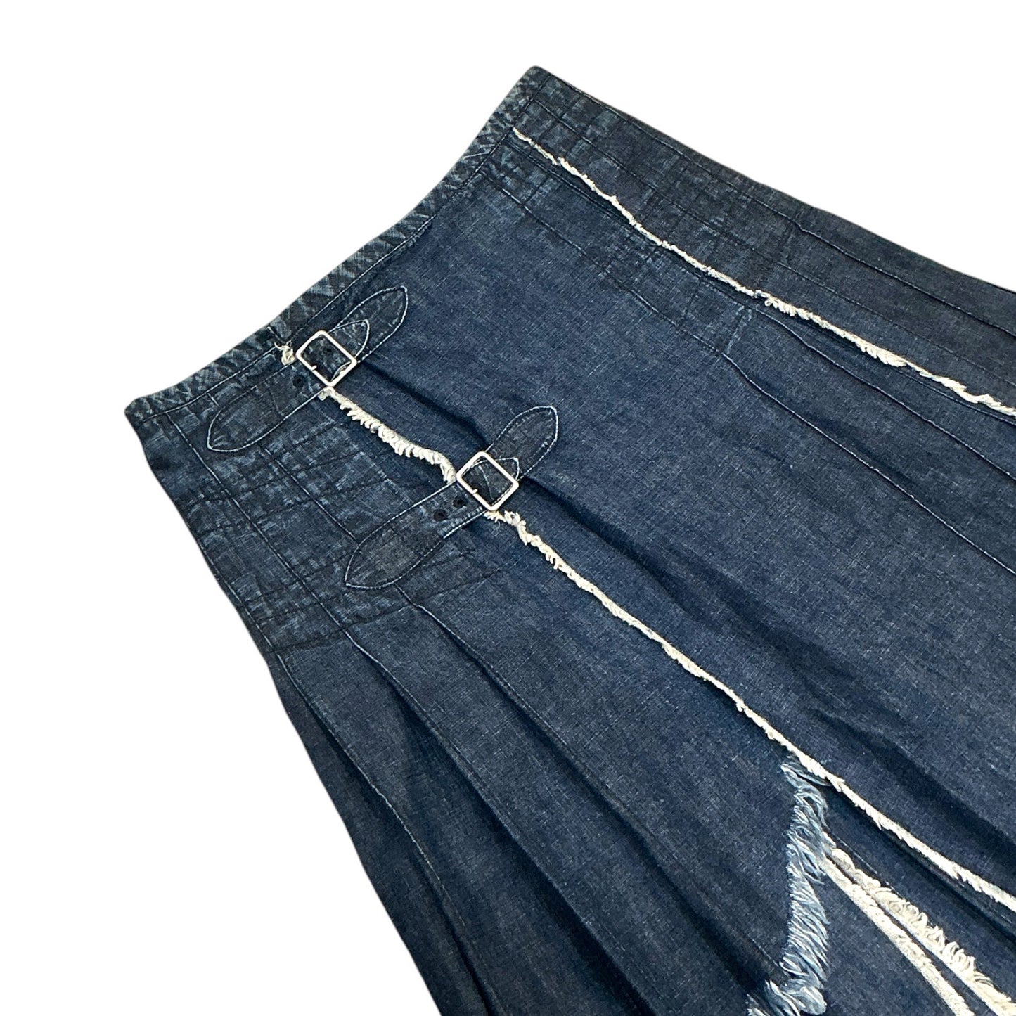 JEAN PAUL GAULTIER DENIM  ASYMMETRICAL PLEATED SKIRT