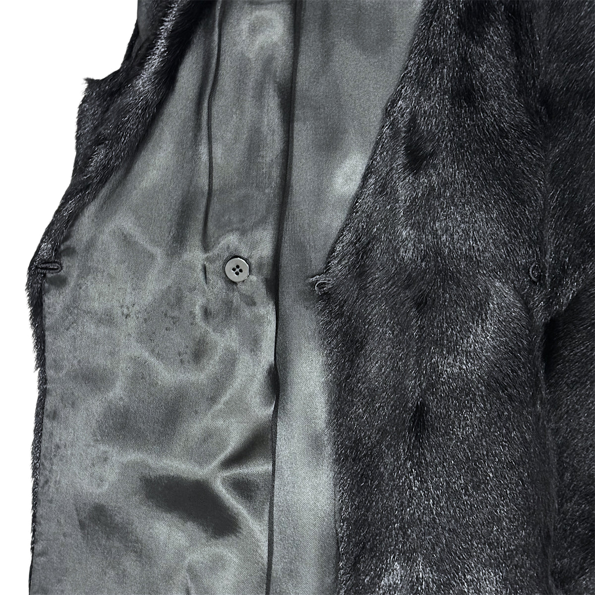 PRADA SPORT 2009 BLACK GOAT FUR LONG  GILET COAT