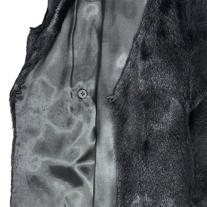 PRADA SPORT 2009 BLACK GOAT FUR LONG  GILET COAT