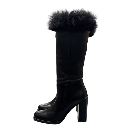 PRADA BLACK FUR HIGH BOOTS