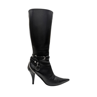CHRISTIAN DIOR BLACK LEATHER BOOTS