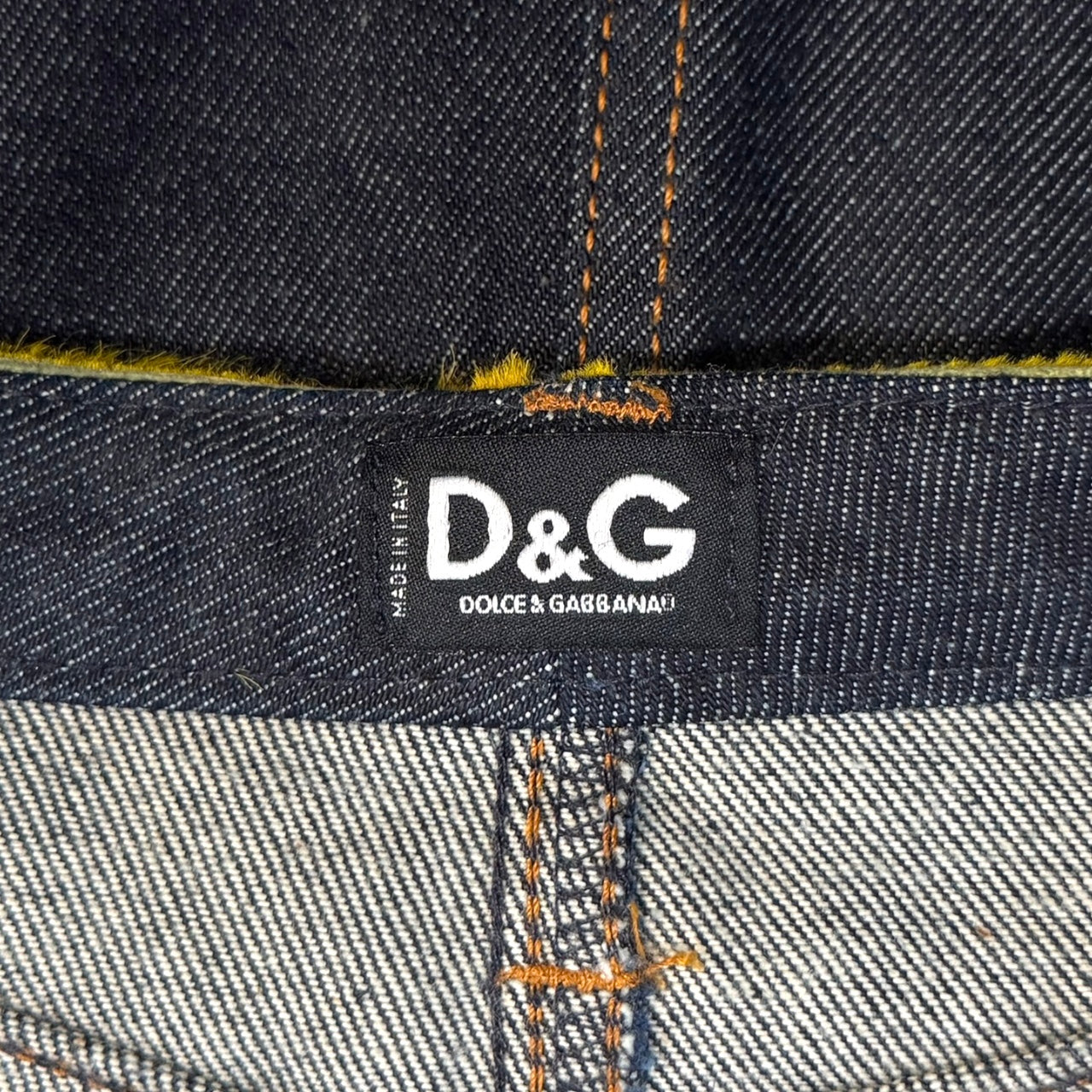 DOLCE & GABBANA LEOPARD FUR DENIM MINI SKIRT