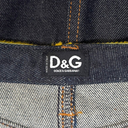 DOLCE & GABBANA LEOPARD FUR DENIM MINI SKIRT