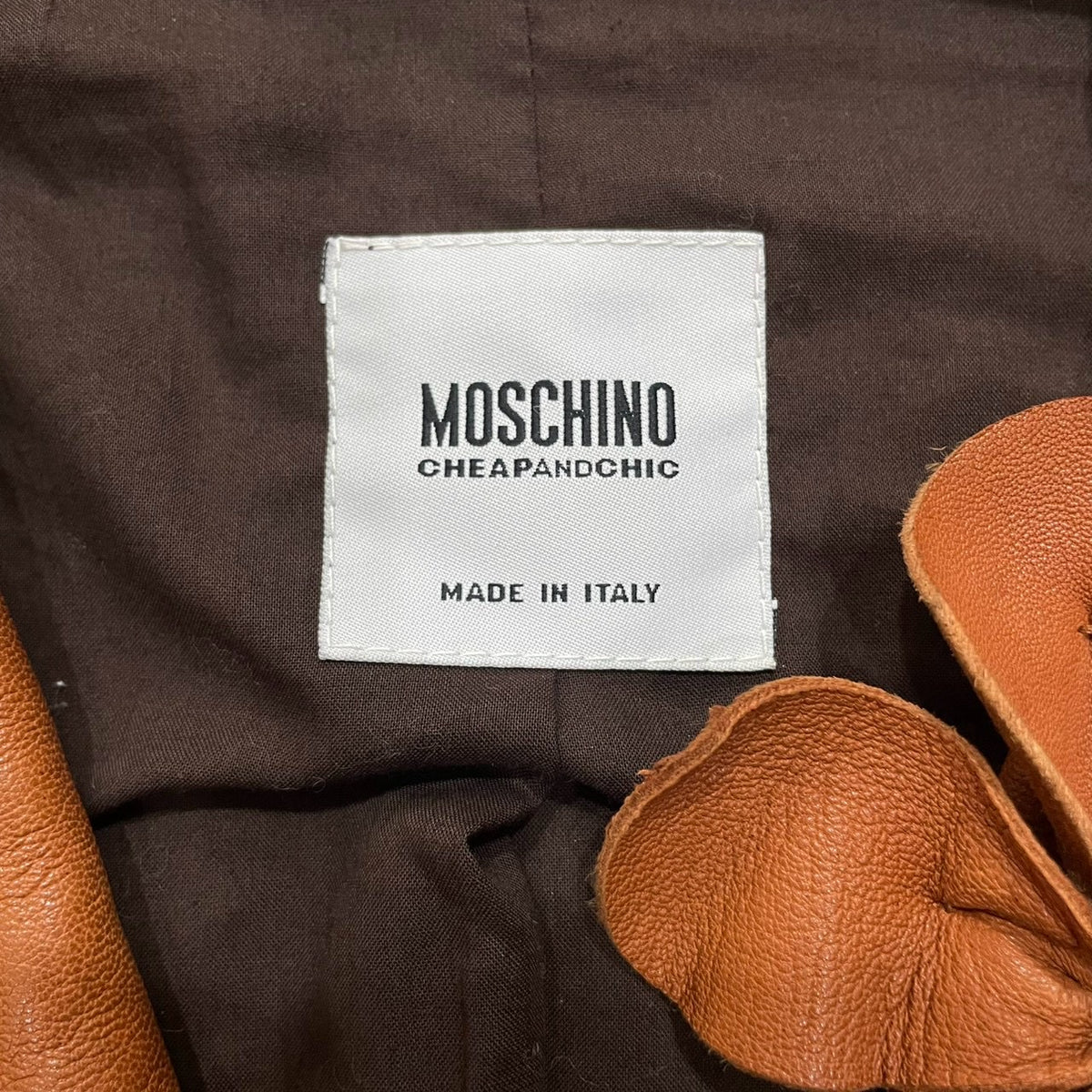 MOSCHINO BROWN ORANGE FLOWER LEATHER BLAZER
