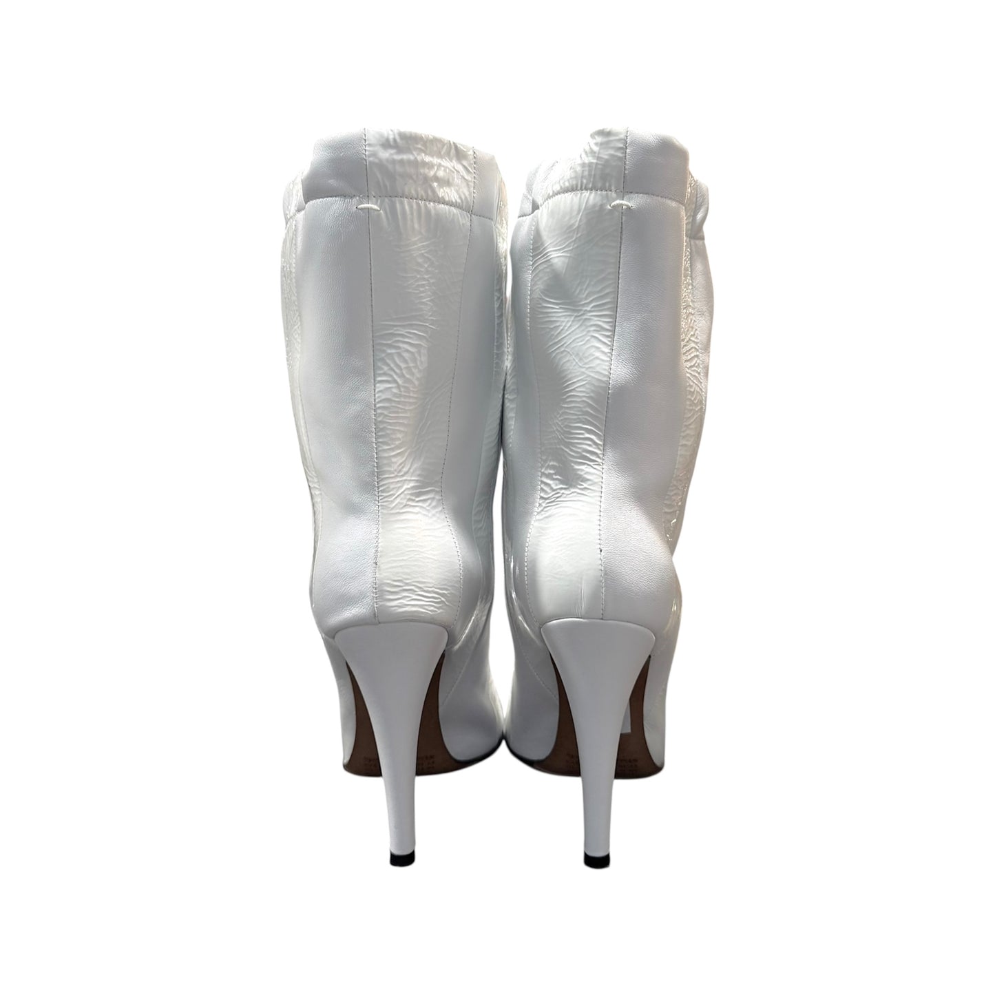MAISON MARGIELA WHITE PATENT LEATHER WITH DRAWSTRING BOOTS