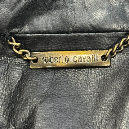 ROBERTO CAVALLI BLACK LEATHER BLAZER