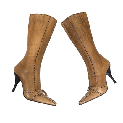 PRADA TAN STITCHING WORK BOOTS