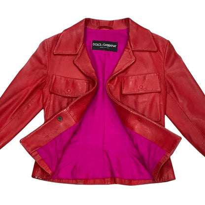 DOLCE & GABBANA RED LEATHER JACKET