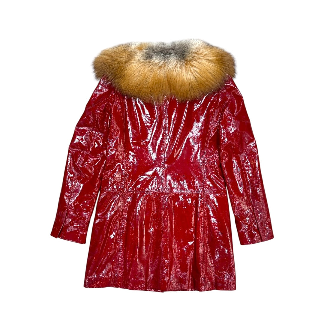 DOLCE&GABBANA RED FUR LEATHER JACKET