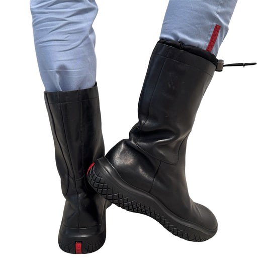 PRADA SPORT AW1999 BLACK ANKLE LEATHER BOOTS