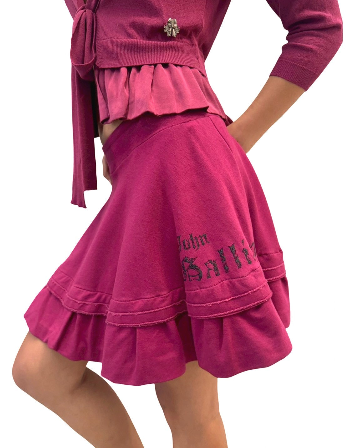 JOHN GALLIANO MAGENTA FLARED SKIRT