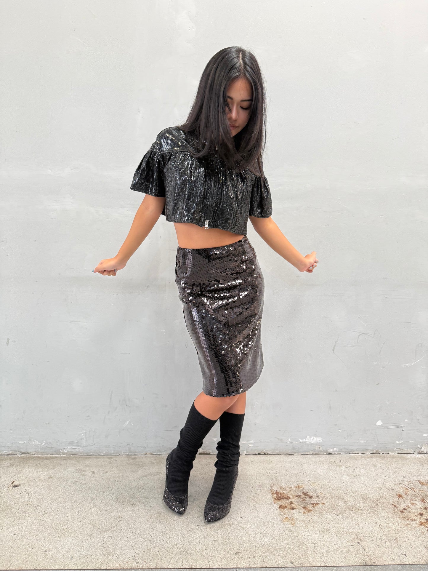 MOSCHINO BLACK SEQUIN SKIRT