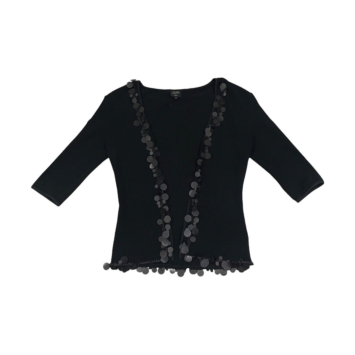 JEAN PAUL GAULTIER BLACK KNIT SEQUINS EMBELLISHMENT CARDIGAN