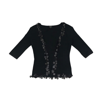 JEAN PAUL GAULTIER BLACK KNIT SEQUINS EMBELLISHMENT CARDIGAN