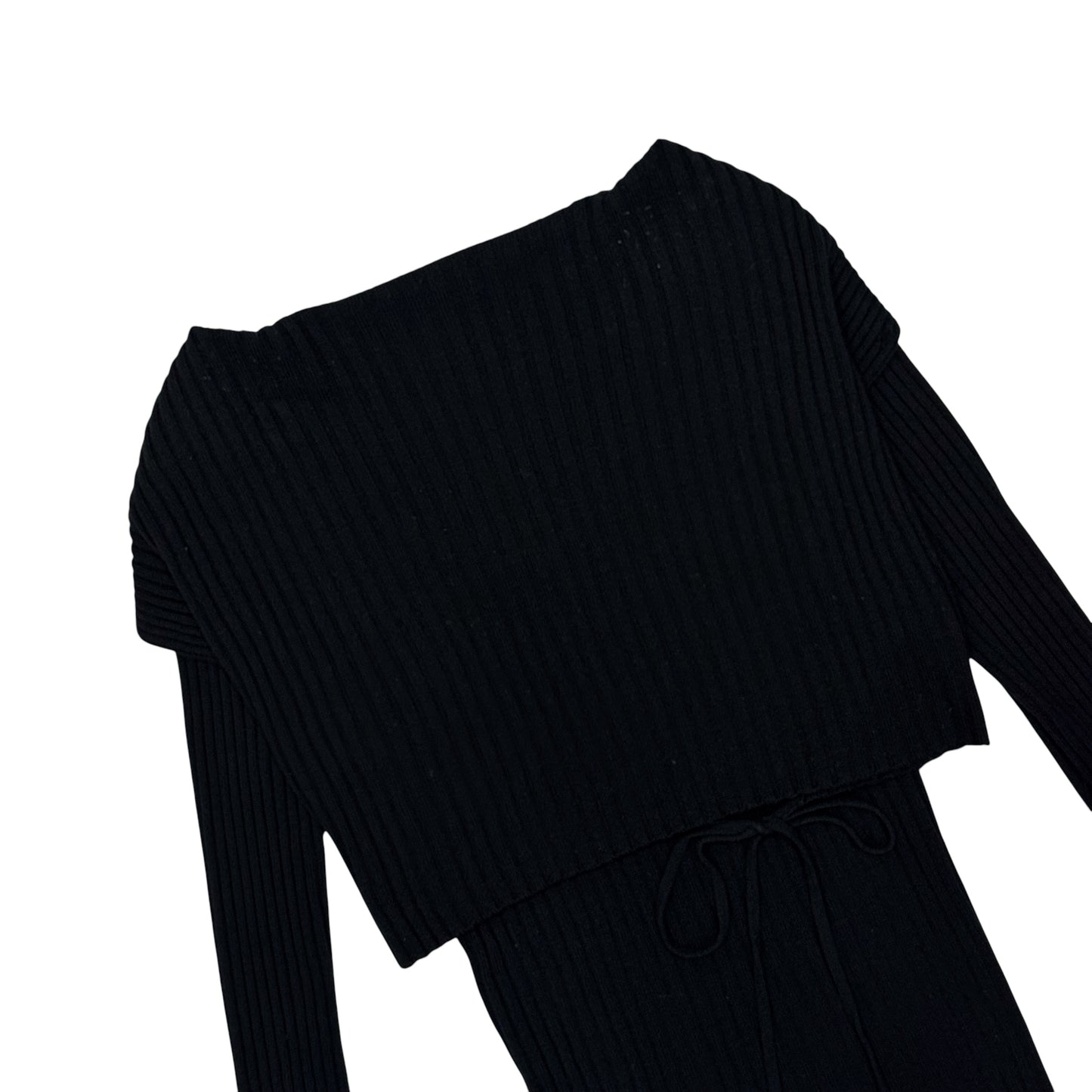 JEAN PAUL GAULTIER RIBBED OFF SHOULDER CARDIGAN TOP