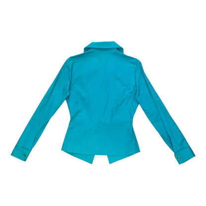 VIVIENNE WESTWOOD PLEATED TURQUOISE BLOUSE SHIRT