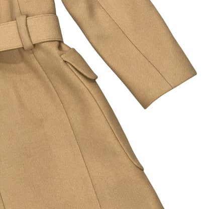 PRADA TAN WOOL BUCKLED COAT