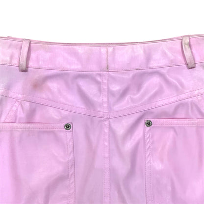 CHRISTIAN DIOR BY JOHN GALLIANO SS2003 PINK BUCKLED LEATHER SKIRT
