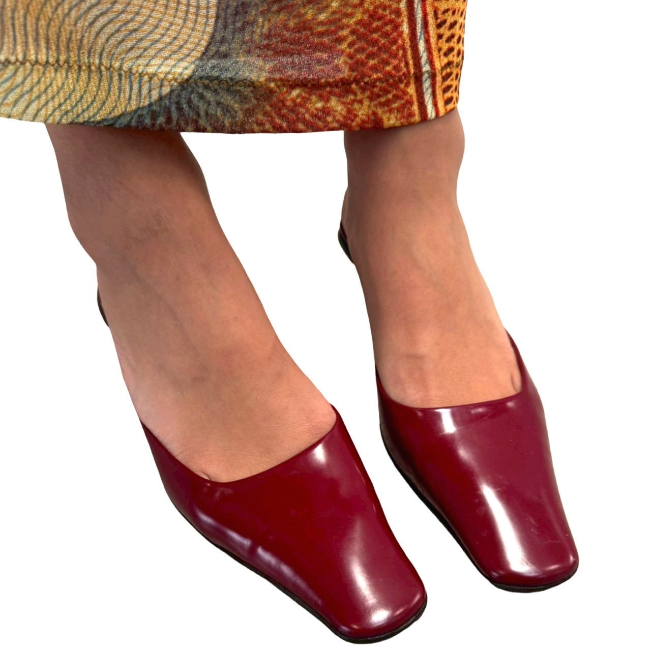 PRADA RED PATENT LEATHER MULES